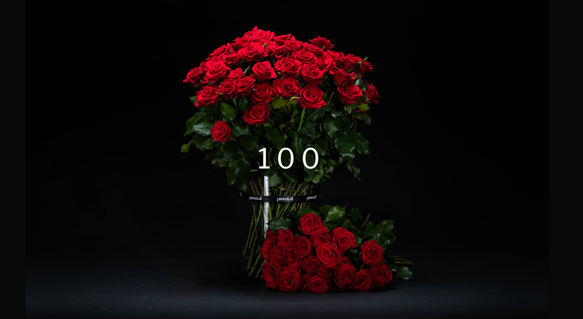 100 rožių puokštė 