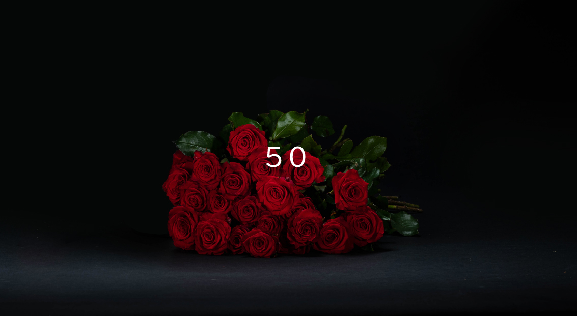 50 rožių puokštė 