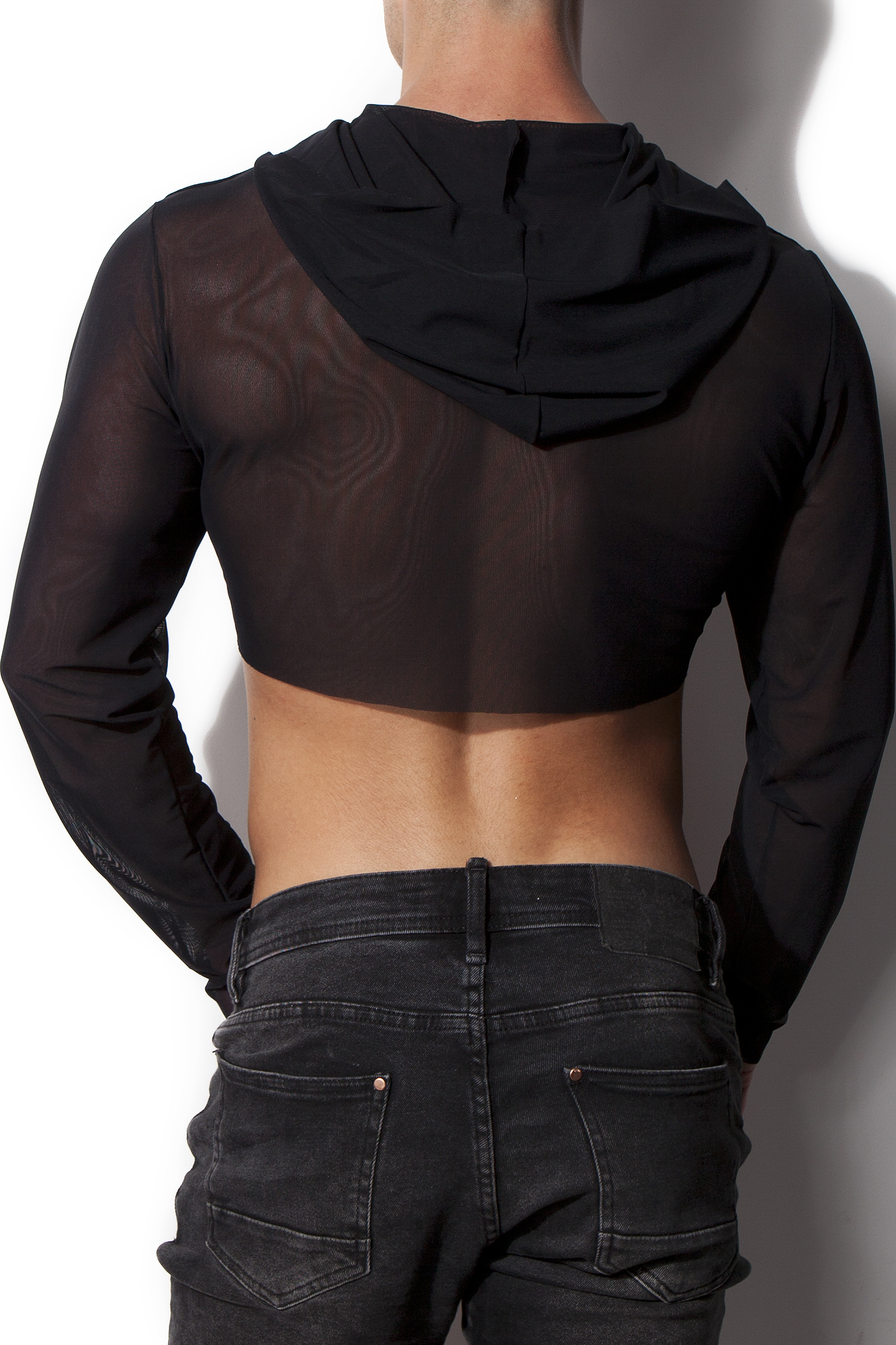 Marškinėliai CROP HOODY - Black