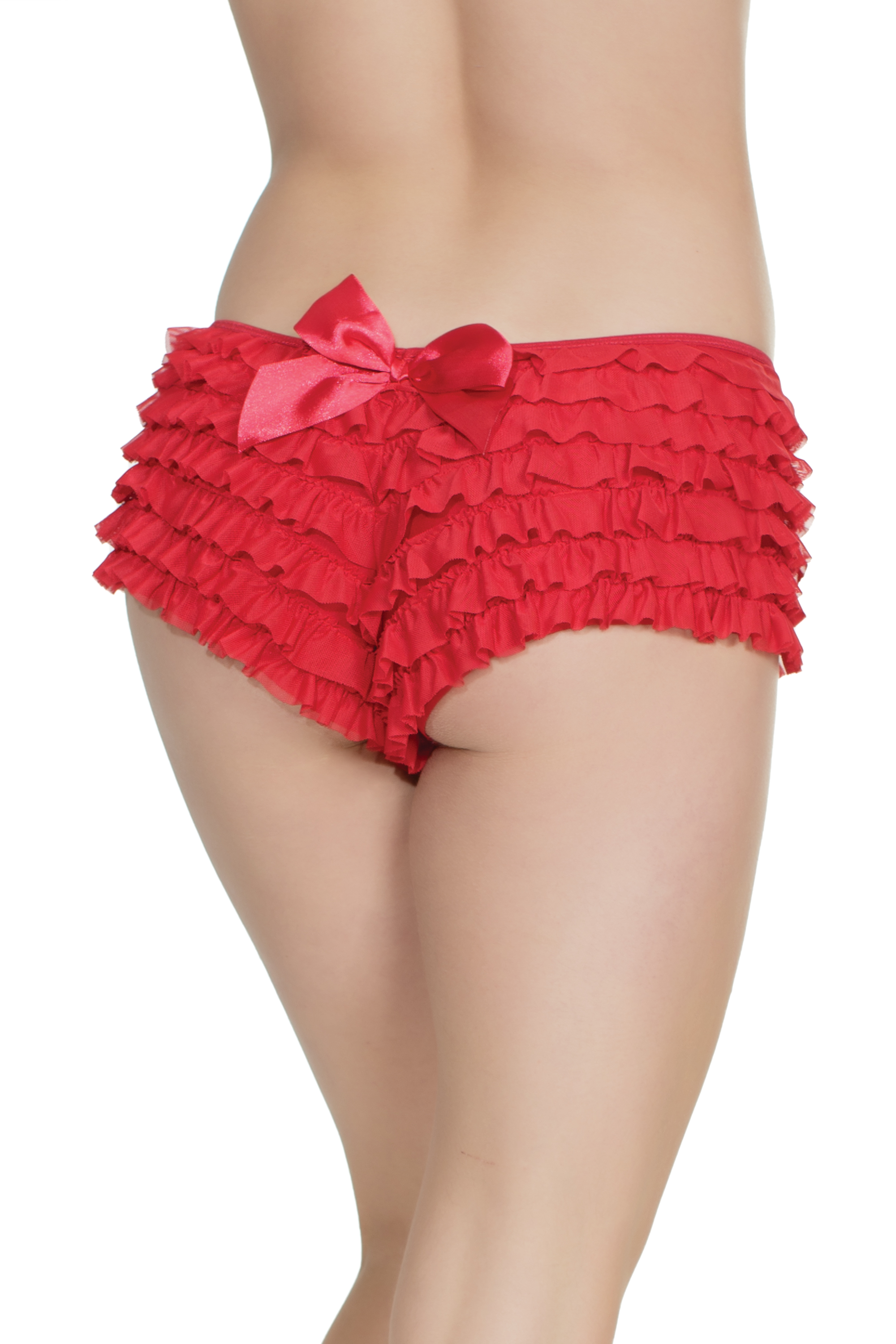 Kelnaitės su raukiniais ir kaspinu Coquette Booty Short, raudonos spalvos