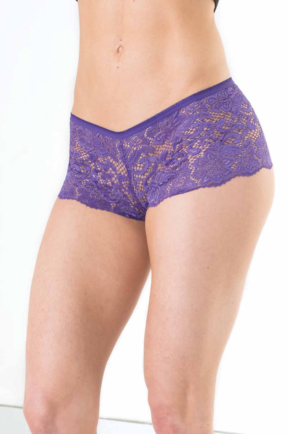 Nėriniuotos kelnaitės Coquette Booty Short, violetinės spalvos