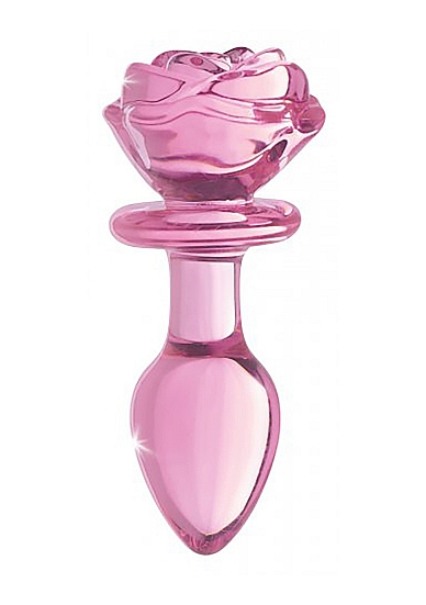 Stiklinis analinis kaištis ,,Pink Rose Glass Anal Plug Medium\'\'