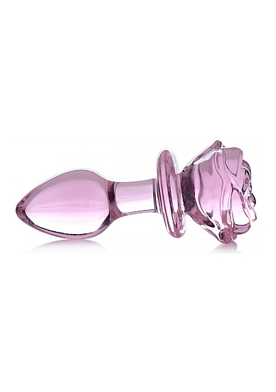 Stiklinis analinis kaištis ,,Pink Rose Glass Anal Plug Medium\'\'