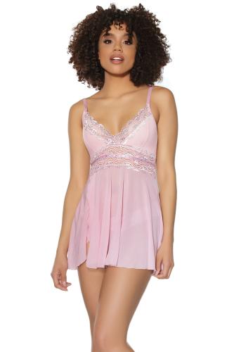 Naktinukų ir stringų komplektas Coquette Baby-Doll & Thong, rožinės spalvos