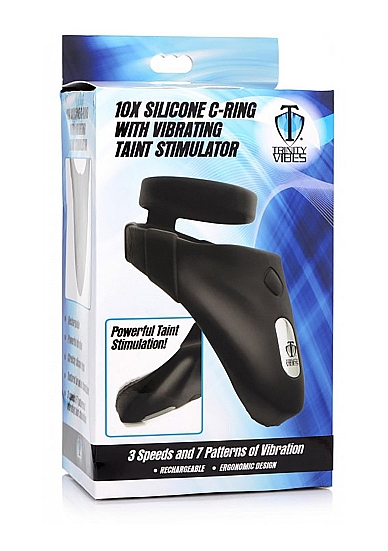 Penio žiedas „10X Silicone Cock Ring + Vibrating Taint Stimulator