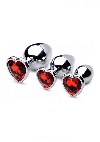 Analinių kaiščių rinkinys ,,Red Heart Gem Anal Plug Set\'\'