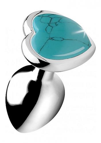 Analinis kaištis XR Brands Gemstones Turquoise Heart Medium