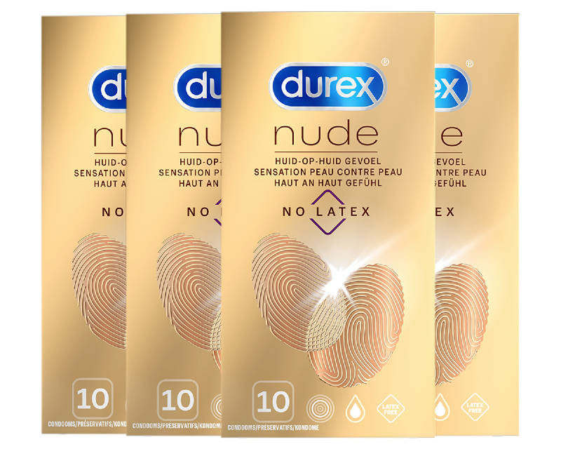 PREZERVATYVAI BE LATEKSO "DUREX NUDE NO LATEX" - 10 VNT.  
"Durex Nude No Latex" - odos pojūtį primenantys skaidrūs prezervatyvai,  sukurti atsižvelgiant į lateksui alergiškų malonumų mėgėjų poreikius.  
Šie  storesni  prezervatyvai yra  sukurti iš poliizopreno medžiagos , kuri savyje neturi latekso.  
Malonesnio kvapo  prezervatyvai taip pat yra  papildomai lubrikuoti, turi rezervuarą spermai ir yra lengvai uždedami bei nuimami.  
Prieš užsidėdami prezervatyvą įsitikinkite, kad jūsų varpa neliečia partnerio lytinių organų srities – sperma iš varpos gali išeiti dar prieš pilną ejakuliaciją.   
*Atminkite, kad nė viena kontraceptinė priemonė nėra 100 % veiksminga nuo nėštumo, ŽIV ar lytiškai plintančių infekcijų.