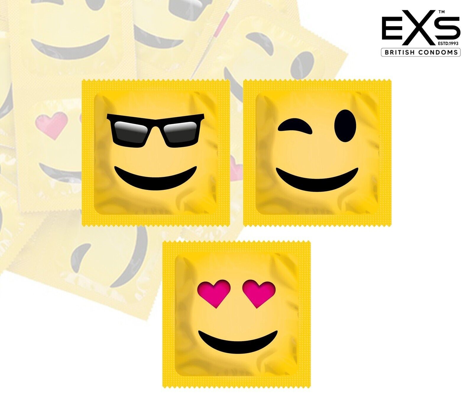 UNIVERSALŪS PREZERVATYVAI "EXS EMOJI"  
"EXS Emoji" - yra  į žaismingą, išskirtinę pakuotę supakuoti  "EXS Regular" prezervatyvai, kurie  pasižymi universalumu.  
Šie  daugeliui vyrų tinkami  prezervatyvai yra pagaminti  iš plono, tačiau tvirto latekso.  
Taip pat jie  neturi latekso kvapo  ir yra  griežtai išbandyti  pagal Europos ir Britų standartų instituto (BSI) standartus. 
Plotis:  56 mm 
Prieš užsidėdami prezervatyvą įsitikinkite, kad jūsų varpa neliečia partnerio lytinių organų srities – sperma iš varpos gali išeiti dar prieš pilną ejakuliaciją.   
*Atminkite, kad nė viena kontraceptinė priemonė nėra 100 % veiksminga nuo nėštumo, ŽIV ar lytiškai plintančių infekcijų.   
 