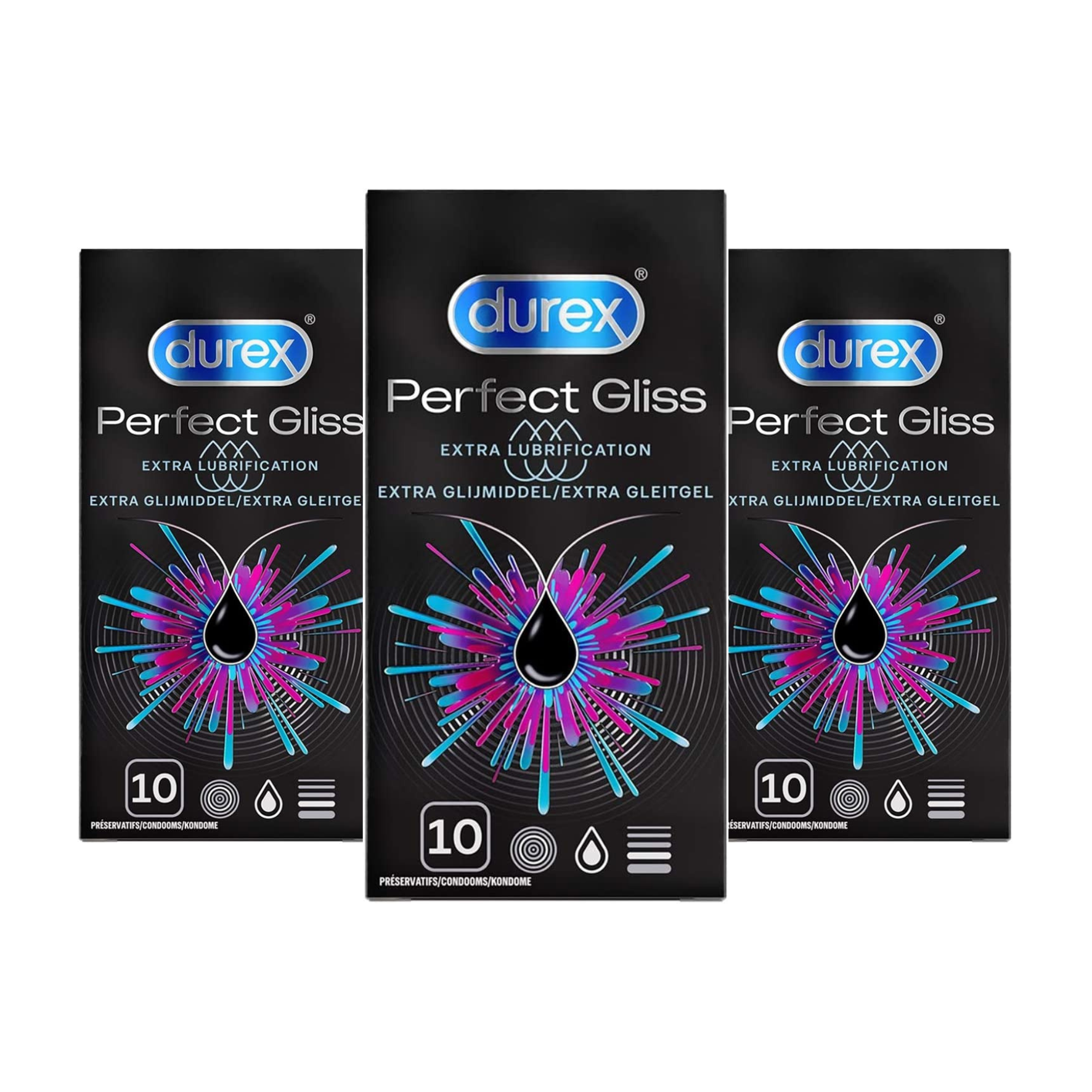 MAKSIMALIAI LUBRIKUOTI PREZERVATYVAI "DUREX PERFECT GLISS" - 10 VNT.  
Švelnios tekstūros prezervatyvai "Durex Perfect Gliss“ sukurti tam, kad sekso metu  jaustumėte tik komfortą ir atsipalaidavimą.  
Šie  analinei, vaginalinei ir oralinei patirčiai  tinkantys prezervatyvai  išsiskiria itin gausiu lubrikavimu , kurio dėka sekso aktas tampa sklandus ir malonus. 
Taip pat šie tiesios formos prezervatyvai  turi rezervuarą spermai, yra sakidrūs ir lengvai uždedami bei nuimami.  
Prieš užsidėdami prezervatyvą įsitikinkite, kad jūsų varpa neliečia partnerio lytinių organų srities – sperma iš varpos gali išeiti dar prieš pilną ejakuliaciją.   
*Atminkite, kad nė viena kontraceptinė priemonė nėra 100 % veiksminga nuo nėštumo, ŽIV ar lytiškai plintančių infekcijų.