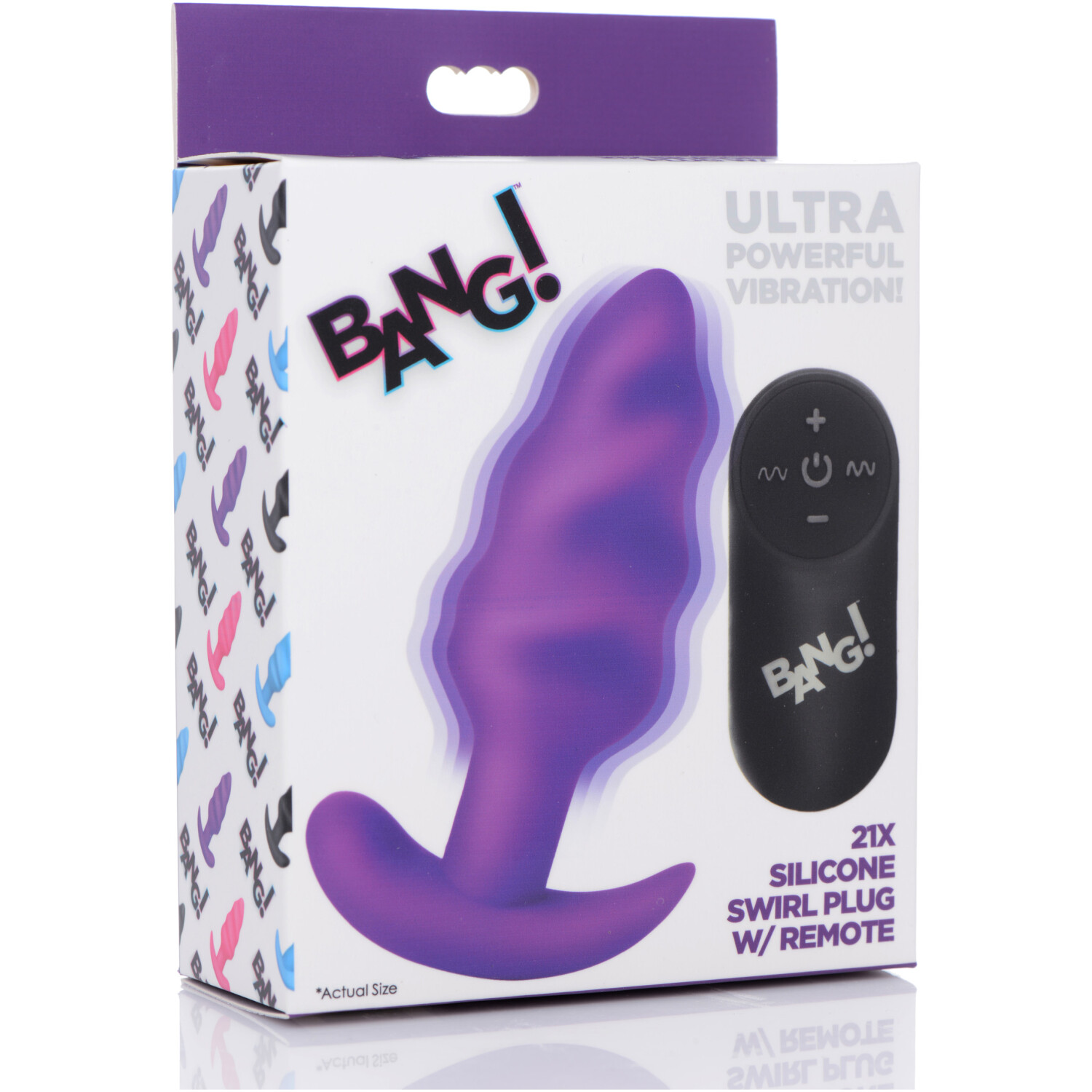 Įkraunamas vibruojantis analinis kaištis su pulteliu “21X vibrating swirl butt plug” - violetinis (galima rinktis spalvą)