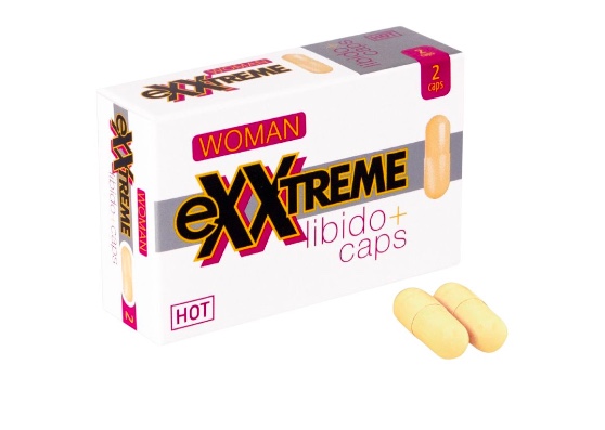 MAISTO PAPILDAS SEKSUALINEI ENERGIJAI “HOT EXXTREME WOMEN LIBIDO CAPS” - 2 VNT.  
“HOT Exxtreme Women Libido Caps” - tai afrodiziakas,  galintis padėti Jums paskatinant lytinį potraukį ir padidinant libido . 
Šio afrodiziako savybės: 
Pagrindinė jo veiklioji medžiaga yra  kilusi iš kardamono šaknų , kurias vietiniai Pietų Amerikos gyventojai šimtmečius naudojo kaip libido stiprinančią priemonę; 
Sudėtyje  turi folio rūgšties , stimuliuojančios kraujotaką, kad patirtumėte galingus orgazmus; 
Kapsulėse  yra guaranos miltelių , kurie gaivina, stimuliuoja, paaštrina suvokimą ir padidina ištvermę; 
Kapsulėse  yra muira puama ekstrakto , kuris žinomas dėl savo stiprinančio ir libido didinančio poveikio; 
Sudėtis  papildyta B3 vitaminu . 
Rekomenduojamas naudojimas:  
Gerti po vieną kapsulę vieną kartą per dieną, likus dviem valandoms iki norimo poveikio, užsigeriant pakankamu kiekiu skysčio.  
Maisto papildas neturėtų būti vartojamas kaip maisto pakaitalas. Neviršyti nustatytos rekomenduojamos dozės. Laikyti tamsioje, vėsioje, vaikams nepasiekiamoje vietoje.