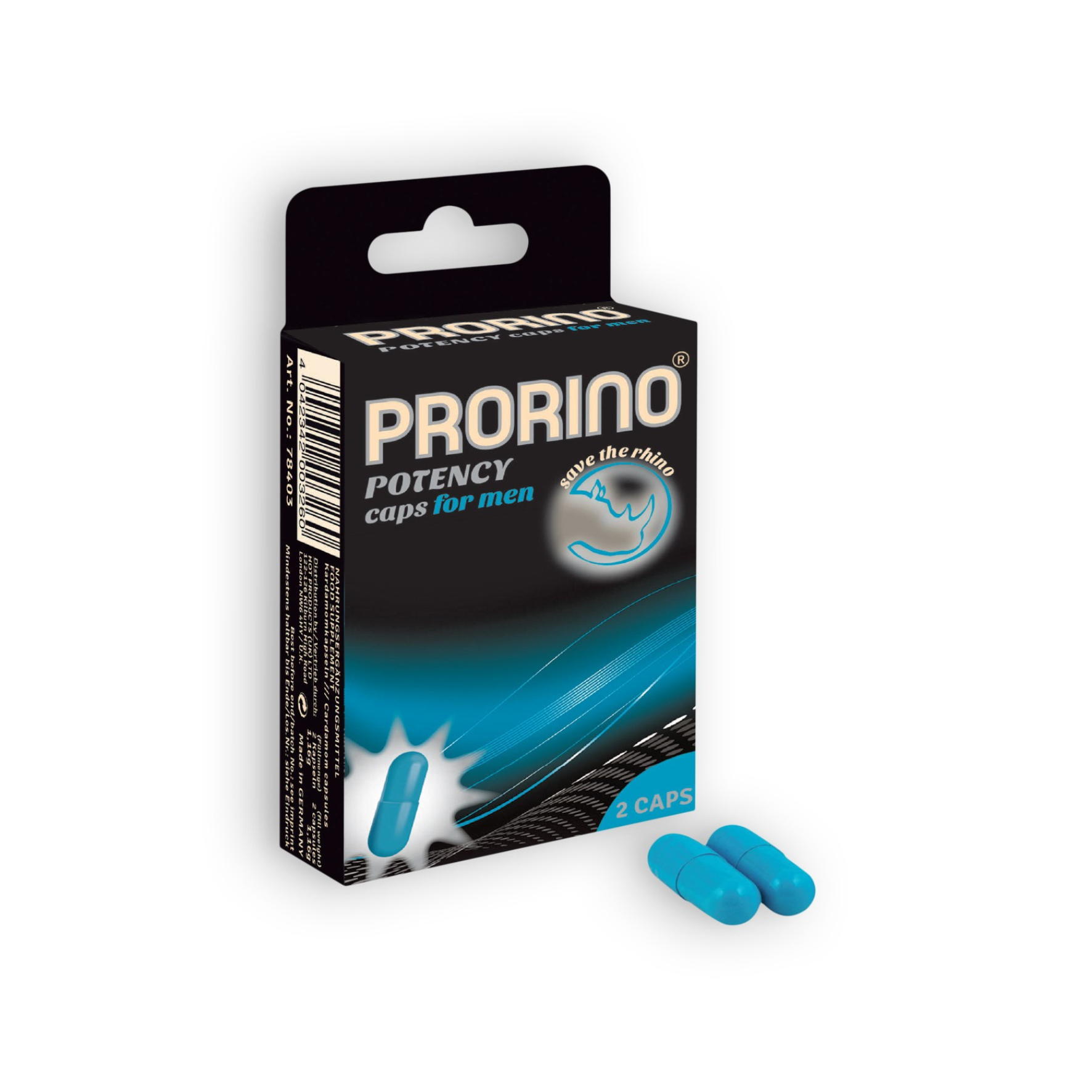 Maisto papildas potencijai stiprinti “HOT Prorino Potency Caps” - 2 vnt. (galima rinktis kiekį)
