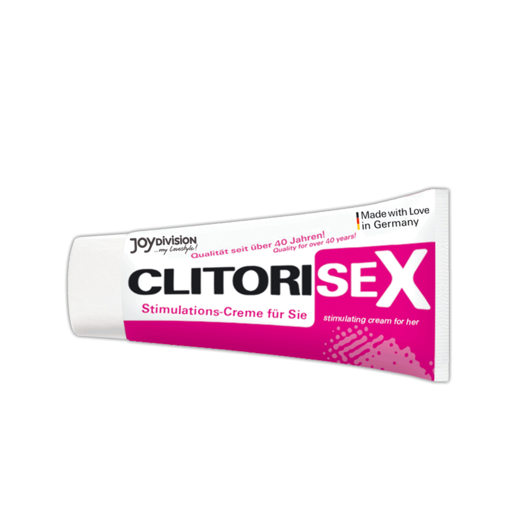 SEKSUALINĘ ENERGIJĄ SKATINANTIS KREMAS “JOYDIVISION CLITORISEX CREAM” - 40 ML  
“Joydivision Clitorisex Gel” -  aukščiausios kokybės efektyvaus veikimo  stimuliuojantis kremas. 
Šis  dermatologiškai patikrintas  produktas išsiskiria savo sudėtimi, kurioje  gausu tradicinių ingredientų  - aminorūgščių, vitaminų, augalų ekstraktų ir eterinių aliejų, skatinančių sveiką seksualumą. 
Taip pat kremo sudėtis praturtinta  laukinių batatų ekstraktu , kuris didina geismą. 
Visi šie ingredientai susipina į visumą, kurios dėka kremas gali skatinti kraujotaką,  sustiprinti orgazmus , stimuliuoti ir atgaivinti Jūsų kūną. 
Įgykite naujų jėgų iš vidaus ir  mėgaukitės visaverčiu seksualiniu gyvenimu.