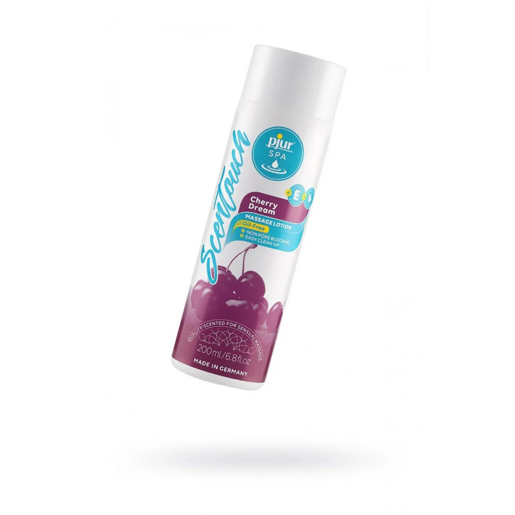 VYŠNIŲ AROMATO MASAŽO LOSJONAS "PJUR SPA CHERRY DREAM" - 200 ML  
"Pjur Spa Scentouch” -  novatoriškas veganiškas  produktas sukurtas maloniems masažams. 
Šis masažui skirtas gaivaus aromato produktas  išsiskiria tiek savo tekstūra, tiek sudėtimi . Jis pagamintas be aliejaus, riebalų, konservantų, silikono ir vandens, tad priešingai nei kiti masažo aliejai, šis produktas yra losjono tekstūros ir  nepalieka riebios plėvelės ant Jūsų odos  bei neužkemša porų. 
Taip pat skaidrus masažo losjonas "Pjur Spa Scentouch” yra  praturtintas E vitaminu ir simondsijų ekstraktu , kuris lepina ir puoselėja Jūsų odą.  
Dėka išskirtinių šio produkto savybių,  galėsite netrukdomi mėgautis  masažų teikiamais malonumais! 
Šis produktas nėra suderinamas su latekso prezervatyvais.