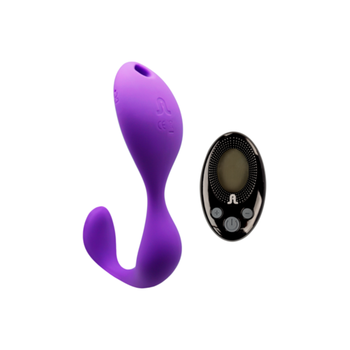 Inovatyvus įkraunamas dvigubas vibratorius su pulteliu “Mr. Hook”