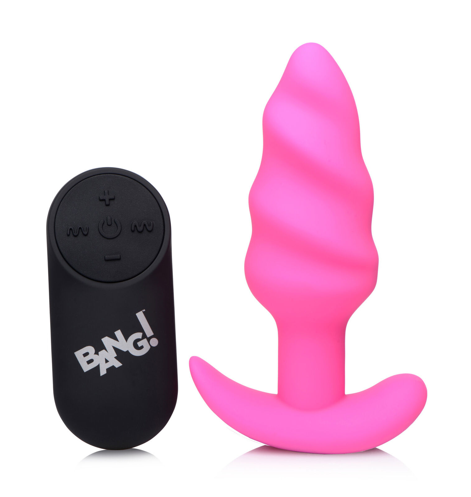  Įkraunamas vibruojantis analinis kaištis su pulteliu “21X vibrating swirl butt plug” - rožinis