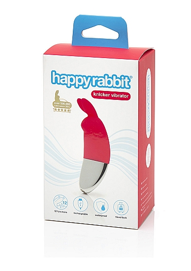 Klitorio stimuliatorius ,,Happy Rabbit Knicker Vibrator''  
Happy Rabbit® patentuotas, analogų neturintis stimuliatorius su 12 skirtingų vibracijos funkcijų, kurios suteiks jums išskirtinius ir kvapą gniaužiančius pojūčius. Šį zuikutį labai patogu įsikišti į kelnaites ir tyliai bei diskretiškai mėgautis svaiginančiais orgazmais bet kur, kur tik panorėsite. Kadangi jis yra labai mažas ir mielas, tai galėsite jį kartu su savimi pasiimti net ir į keliones. 
Stimuliatorius pagamintas iš aukščiausios kokybės, aksominio švelnumo silikono  be ftalatų ir latekso . ,,Knicker'' stimuliatoriaus  ausytės godžiai myluos jūsų klitorį  tiek solo, tiek žaidimuose su partneriu. Šis elegantiškas, diskretiškas ir kompaktiškas stimuliatorius yra labai lengvas ir  visiškai atsparus vandeniui , todėl meilės žaidimais galėsite mėgautis tiek vonioje, tiek duše.  
Happy Rabbit® turi  kelioninį užraktą , kuris užtikrina kad jūsų zuikutis nepradės veikti, kai mažiausiai to tikėsitės. Belaidis stimuliatorius yra  pilnai įkraunamas , todėl 60 min. be pertraukų galėsite mėgautis meilės žaidimais. 
Tinkamai prižiūrint šis stimuliatorius tarnaus jums ilgai. Prieš ir po kiekvieno naudojimo nuplaukite jį šiltu vandeniu ir švelniu muilu arba  specialiu žaislų valikliu . Leiskite išdžiūti natūraliai. Šį sekso žaislą laikykite stalčiuje, specialiame maišelyje arba kitoje vietoje, kurioje nėra dulkių. Laikykite jį atokiau nuo kitų sekso žaislų. Nepalikite tiesioginiuose saulės spinduliuose ir niekada nelaikykite jo dideliame karštyje. 
Rekomenduojama naudoti kartu su  vandens pagrindo lubrikantu . Nenaudokite silikoninių lubrikantų, aliejų ar kremų, nes jie gali sugadinti prietaiso medžiagą ir apriboti jo veikimą bei galiojimo laiką. 