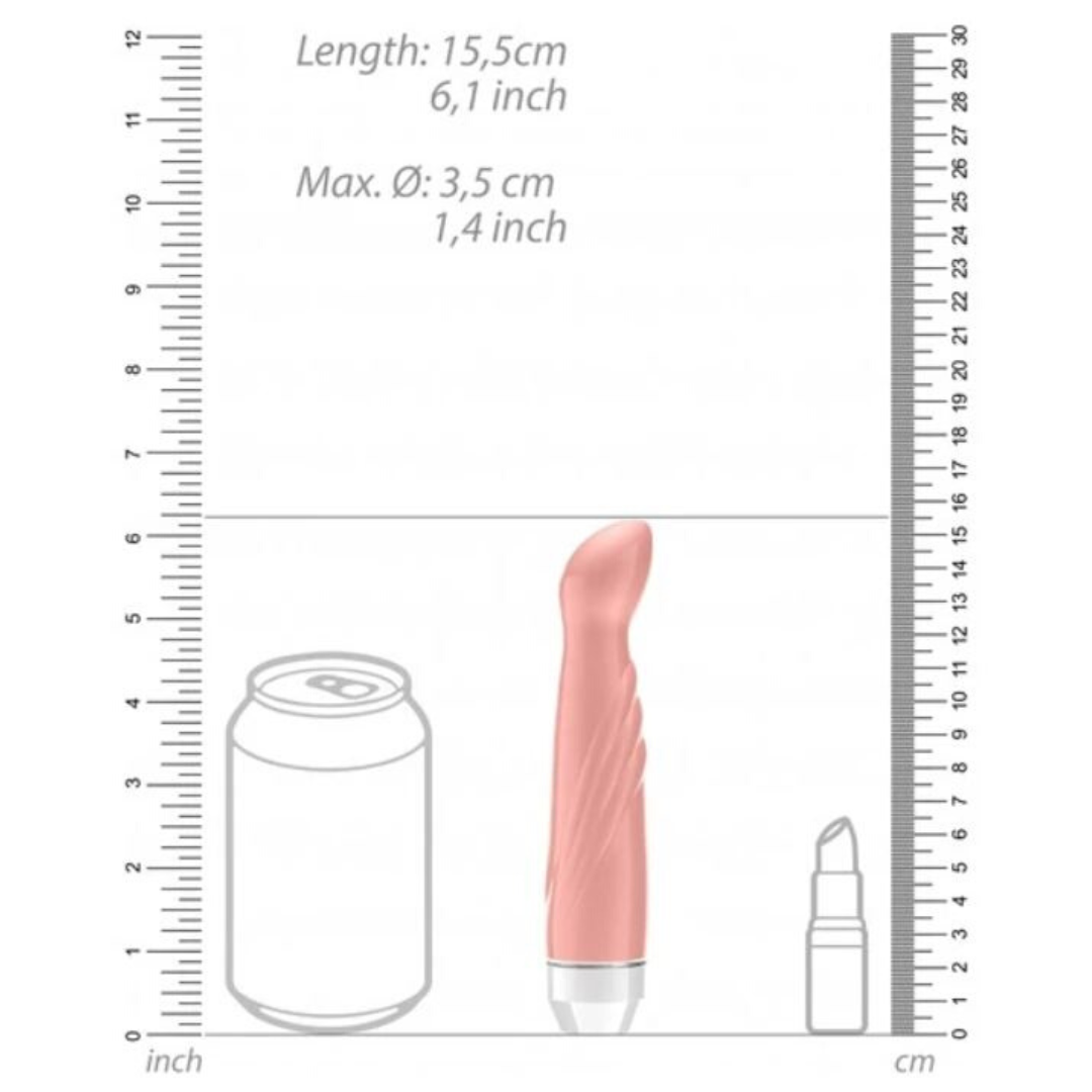 Apie vibratorių: 
Stimuliuojama zona: Makštis, klitorius 
Greičio režimai: 10 
Gaminio matmenys: 15 x 3,7 x 3,7 cm 
Medžiagos: ABS 
Spalva: Rožinė 
Baterija: 2xAAA 
Atsparus vandeniui: Taip