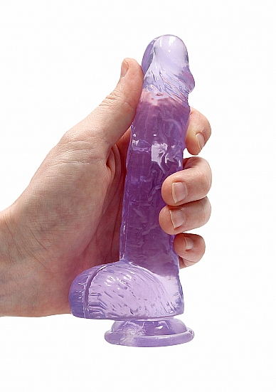 Realistiškas falo imitatorius „Dildo with Balls”, Violetinis- 15 cm