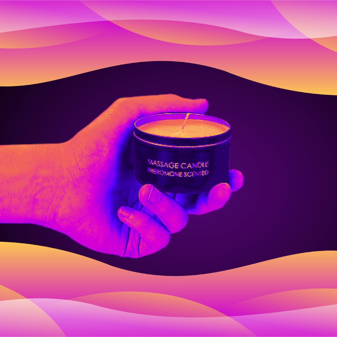 Feromoninė masažinė žvakė, stimuliuojanti