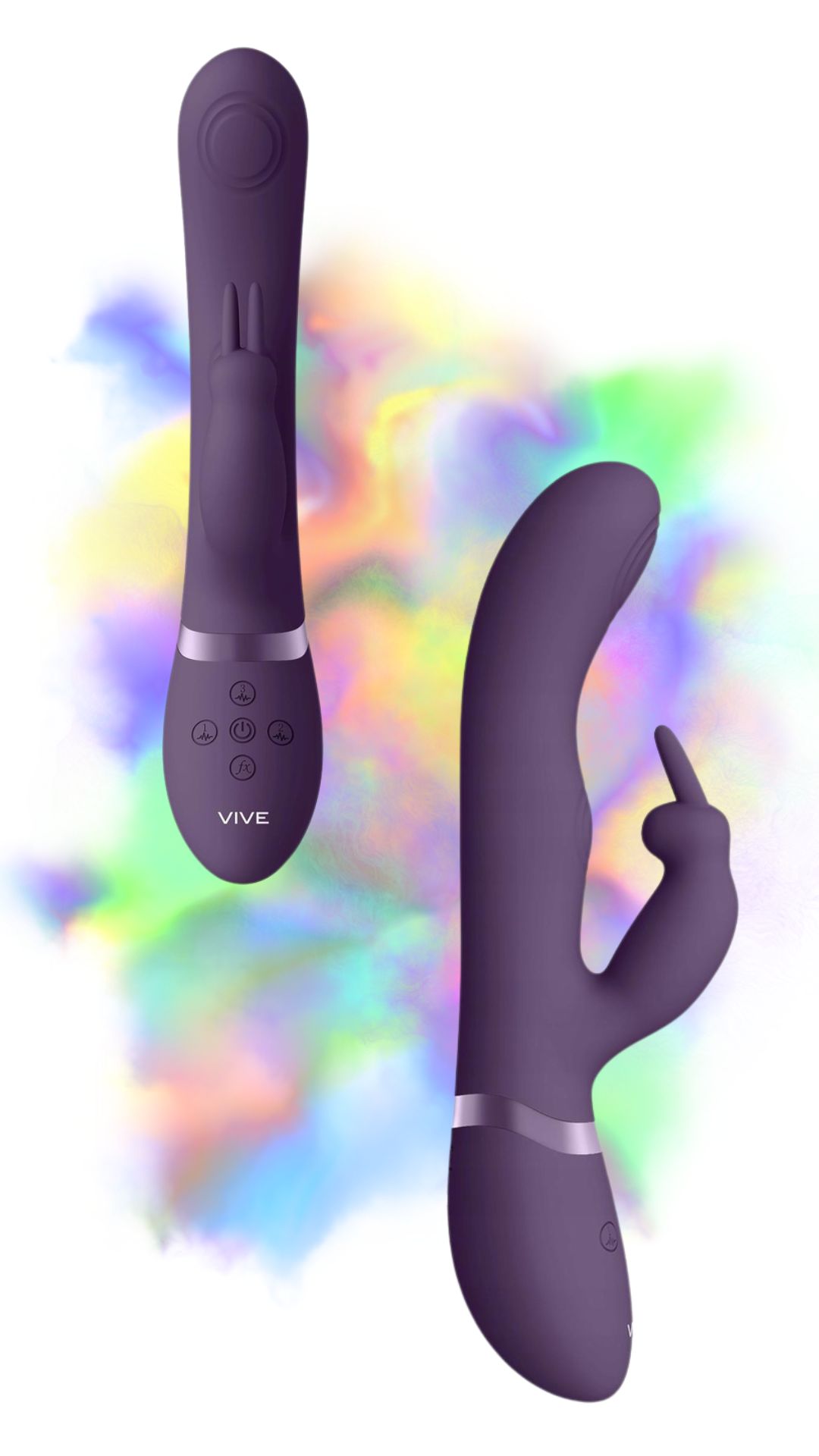 Dvigubas vibratorius "May" – Violetinis 
Gražaus dizaino "May" vibratorius idealiai tinka jaudinantiems žaidimams vienam arba su partneriu. 
  
Jūsų klitoriu pasirūpins zuikučio ausytės, kuris palaikys tinkamą vibraciją. Labai intensyvią vaginalinę stimuliaciją užtikrina kiti 2 galingi varikliukai - vienas impulsinis G taško stimuliacijai ir kitas vidinei klitorio stimuliacijai . Šie 3 varikliukai valdomi nepriklausomai, kiekvienas jų turi 10 greičių / funkcijų.   Su daugiau nei 1000 skirtingų kombinacijų šis žaislas nukels jus ten, kur net nesvajojote.  
  
Bet tai dar ne viskas.  Dvigubas vibratorius slepia dar vieną specialų mygtuką, kuris pravers, ypač prieš pat kulminaciją.  Jį paspaudus visi  varikliukai pradeda veikti maksimaliu pajėgumu, ir apima kvapą gniaužianti ekstazė, kurios nepatirsite su jokiu kitu vibratoriumi.  
  
Vibratorius yra atsparus vandeniui (IPX7), todėl ras savo pritaikymą net žaidžiant vandenyje. Paviršius  pagamintas iš malonaus silikono, kuris yra hipoalerginis  ir tinkamas naudoti su vandens pagrindo lubrikantais. Vibratorius "May" įkraunamas pridedamu magnetiniu  USB laidu, o visiškai įkrautas suteiks iki 60 minučių aistringų žaidimų.  
  
Tinkamai prižiūrint  šis vibratorius tarnaus tikrai ilgai. Prieš ir po kiekvieno naudojimo nuplaukite jį šiltu vandeniu ir švelniu muilu arba specialiu žaislų valikliu. Leiskite išdžiūti natūraliai. Šį sekso žaislą laikykite stalčiuje, specialiame maišelyje arba kitoje vietoje, kurioje nėra dulkių. Laikykite jį atokiau nuo kitų sekso žaislų. Nepalikite tiesioginiuose saulės spinduliuose ir niekada nelaikykite jo dideliame karštyje. 
  
Rekomenduojama naudoti kartu su vandens pagrindo lubrikantu.  Nenaudokite silikoninių lubrikantų, aliejų ar kremų, nes jie gali sugadinti prietaiso medžiagą ir apriboti jo veikimą bei galiojimo laiką.  
Dvigubo vibratoriaus naudojimo būdai:  
Kai kurios moterys naudoja dvipusius vibratorius seksui su antrąja moterimi. Dildo dvigubas galas leidžia vienu metu prasiskverbti į dvi makštis.  
Nuo makšties iki išangės. Dauguma dvigubo įsiskverbimo dildo yra skirti tuo pačiu metu stimuliuoti išangės ir makšties erogenines zonas, tačiau pailgintų dvigubų vibratorių atveju du partneriai gali naudoti tą patį žaisliuką vienu metu.   
Išangė į išangę. Dauguma dvipusių dildo gali būti naudojami abiejų partnerių analiniam įsiskverbimui.  
Imituojamą oralinį seksą taip pat galima atlikti su dvipusiu vibratoriumi.  
  Kodėl jums reikalingas vibratorius? 
Vibratorius ar klasikinis vibratorius yra sekso žaislas, naudojamas ant kūno maloniai seksualinei stimuliacijai kelti. 
Vibratoriai gali būti naudojami tiek solo, tiek poroje ar kelių žmonių žaidimams kartu. Taip pat jie gali būti naudojami erogeninėms zonoms, tokioms kaip klitoris, vulva ar makštis, varpa, kapšelis ar išangė, siekiant seksualiai stimuliuoti, išlaisvinti seksualumą ir pasiekti orgazmą. 
Vibratoriai yra rekomenduojami sekso terapeutų moterims, kurioms sunku pasiekti orgazmą masturbacijos ar lytinių santykių metu.