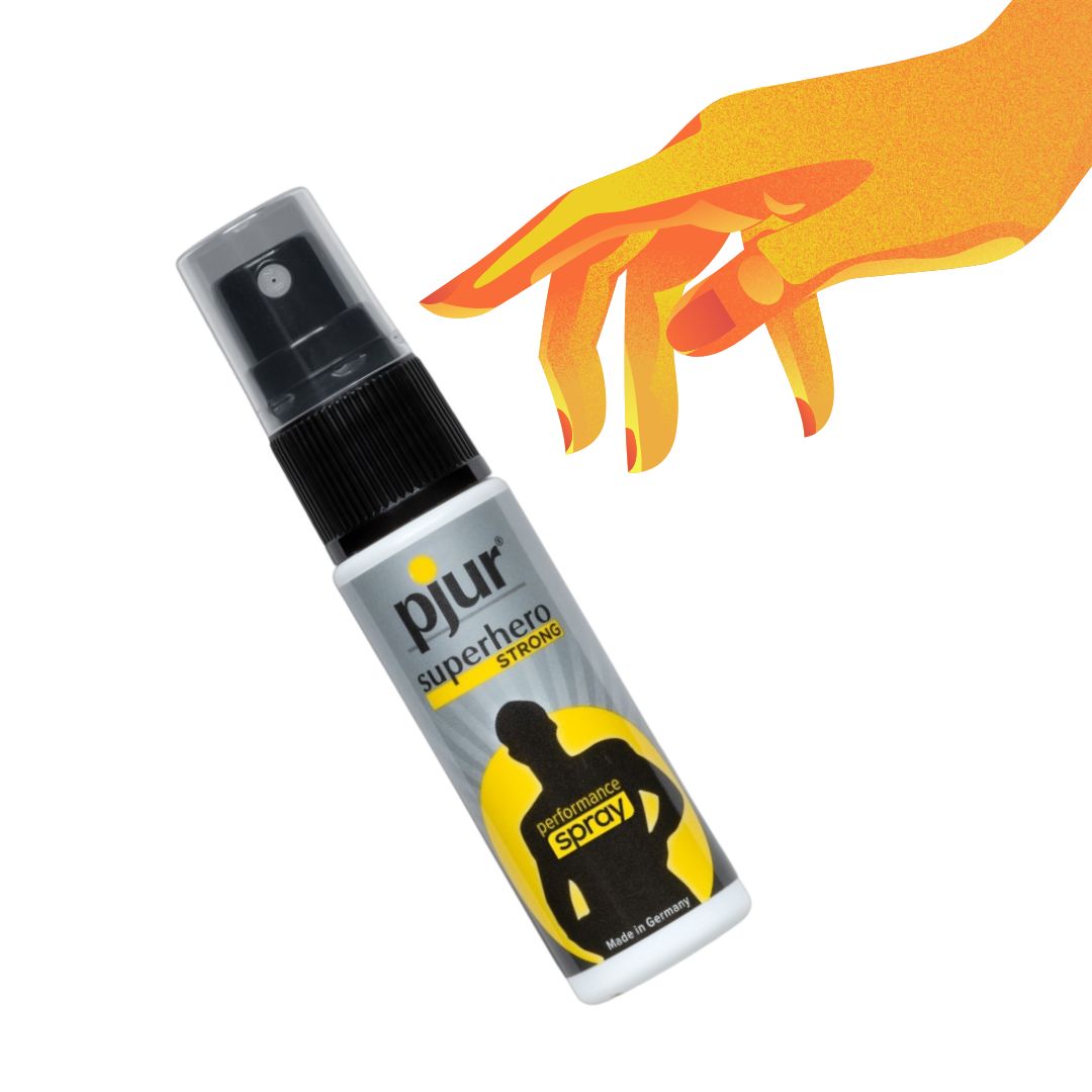 EJAKULIACIJĄ ATITOLINANTIS PURŠKIKLIS “PJUR SUPERHERO STRONG PERFORMANCE SPRAY” - 20 ML  
“Pjur Superhero Strong Performance Spray” - purškiklis sukurtas  vyrams, kenčiantiems nuo priešlaikinės ejakuliacijos .  
Šio purškiklio  formulė prisotinta Laureth-9 ir Laureth-4 , kurių dėka varpa gali lengviau slysti į makštį. Kai veikliosios medžiagos įsigeria į viršutinį odos sluoksnį, sumažėja per didelis varpos jautrumas stimuliacijos metu ir  neutralizuojama priešlaikinė ejakuliacija.  
Be to, kad mažina priešlaikinės ejakuliacijos riziką, šis produktas taip pat  padeda varpai ilgiau išlikti erekcijos būsenoje,  kadangi purškiklio sudėtis  praturtinta imbierų aliejumi ir metilo nikotinatu , kurie skatina kraujo apytaką. 
Kaip naudoti? 
Purkškite 2 - 4 kartus tiesiai ant varpos ar varpos galvutės. 
Imbierų aliejus yra pripažintas afrodiziakas, dėl to jautriems žmonėms gali atsirasti dilgėlinė ir nedidelis niežulys. 
Prieš naudodami užtepkite gaminį ant dilbio, kad patikrintumėte, ar nėra galimos alerginės reakcijos. Nenaudokite, jei pasireiškė alerginė reakcija. 