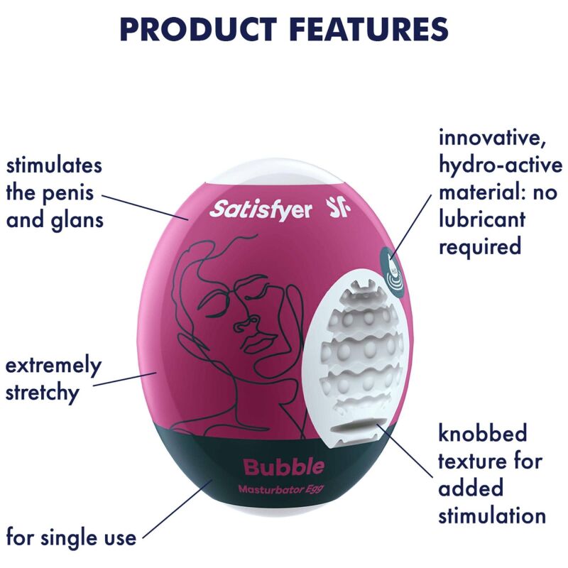 Vienkartinis masturbatorius ,,Satisfyer Masturbator Egg Bubble\'\'