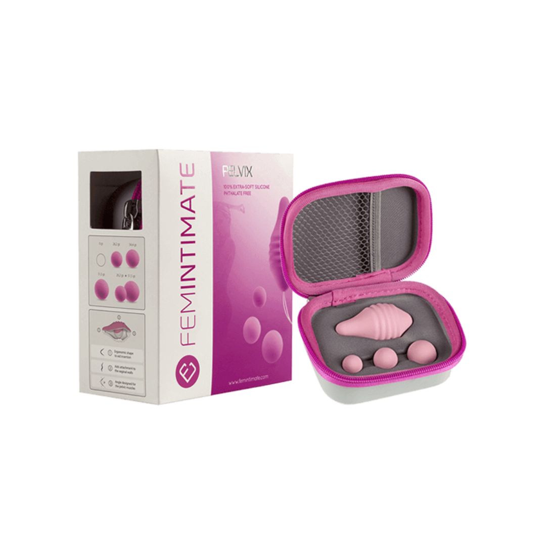 KŪGIS SU SVORIAIS FEMINTIMATE PELVIX  
 
Kūgia Pelvix buvo sukurtas atlikus išsamius tyrimus, bendradarbiaujant su ginekologais, urologais, kineziterapeutais ir akušerėmis. Pagrindinis šio produkto tikslas yra pagerinti ir stiprinti dubens dugno raumenis, aplinkinius organus, dalyvaujančius jų veikloje, taip pat makštį, šlaplę ir išangę. 
  
Įterptas į makštį, Pelvix sukelia natūralų, spontanišką tarpvietės reakciją ir sukelia natūralius dirgiklius, dėl kurių dubens dugno raumenys įsitempia. Speciali, ergonomiška Pelvix forma palengvina pritaikymą makšties viduje. Priekinė dalis susiaurinta, o užpakalinė pasvirimo kampas atitinka dubens raumenis. Savo ruožtu specialūs raižiniai vidurinėje dalyje prisitaiko prie makšties sienelės. 
  
Ypatinga šio gaminio savybė – centrinio svorio judėjimas. Ši savybė stimuliuoja kraujotaką, kuri yra pagrindinis raumenų tonizuojantis veiksnys. 
Naudodami Pelvix tik 15-20 minučių per dieną, pastebėsite pagerėjimą per 1-4 mėnesius, jei naudosite jį reguliariai. 
  
Galima reguliuoti kūgio svorį su kamuoliukais:  
 
Pelvix > 19g. 
Pelvix + kamuoliukas Ø 15mm > 28g. 
Pelvix + kamuoliukas Ø 18mm > 37g. 
Pelvix + kamuoliukas Ø 22mm > 54g. 
Pelvix + kamuoliukas Ø 15mm + kamuoliukas Ø 22mm > 63g.