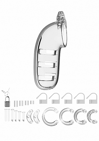 Penio narvas Chastity Cage Nr. 6 - Transparent 
Žaislas, kuris Jūsų  BDSM  žaidimus pavers dar įdomesnius. Suvaržykite savo partnerį su Penio narvu. Jūs nuspresite, kada jį išlaisvinsite. 
Pagamintas iš aukštos kokybės gamyboje  naudojamos medžiagos. Dizainas sukurtas taip jog žaislas nesimatytų per dėvimus rūbus. 
Penio narvas nukreipia penį žemyn, taigi pasiekti erekciją dėvint jį yra neįmanoma, arba tai kels diskomfortą. 
Juodos spalvos narvas yra su ertmėmis šonuose, kurios leidžia odai kvėpuoti, taip pat  turi ertmę, leidžiančią nusišlapinti narvo nenusiėmus. 
 Jūs galite rinktis ir naudoti metalinę spyną, o užsegus plastikinėmis spynelėmis drąsiai žengti pro metalo detektorius. 
Narvo naudojimas reikalauja žinių ir atsargumo. Nepameskite rakto ir jei pajusite skausmą nedelsiant narvą nuimkite.  
  Po naudojimo žaislą nuplaukite švelniu muilu ir vandeniu arba išbandykite žaislų valiklį, kad išvalytumėte dar greičiau. Leiskite išdžiūti ir laikykite švarioje, atskiroje vietoje.