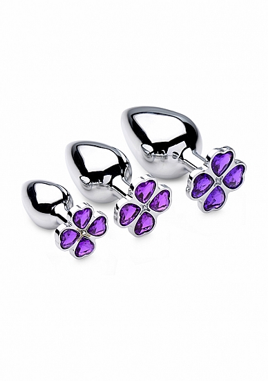 Analinių kaiščių rinkinys ,,Violet Flower Gem Anal Plug Set\'\'