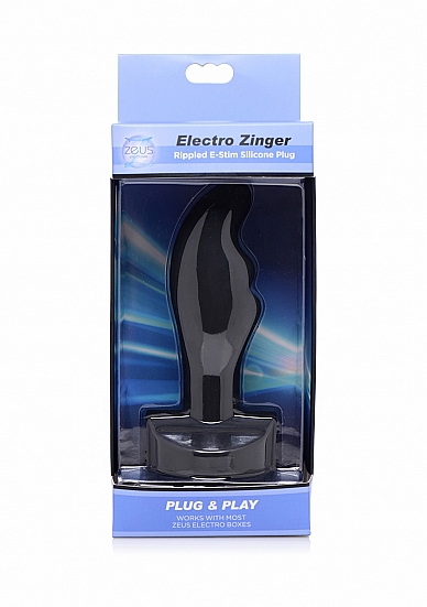 Analinis kaištis su elektrostimuliacija ,,Electro Zinger Rippled E-stim Silicone Plug\'\'