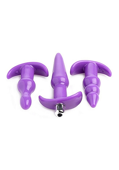 Vibruojančių analinių kaiščių rinkinys ,,Vibrating Anal Plug Set\'\', violetinės spalvos (galima rinktis spalvą)