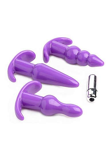 Vibruojančių analinių kaiščių rinkinys ,,Vibrating Anal Plug Set\'\', violetinės spalvos (galima rinktis spalvą)