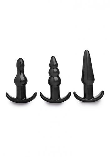 Analinių kaiščių rinkinys XR Brands Vibrating Anal Plug Set, juodos spalvos (galima rinktis spalvą)