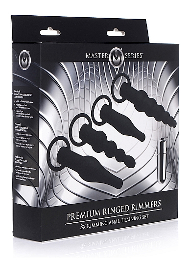 Vibruojančių analinių kaiščių rinkinys ,,3X Premium Ringed Rimmers Anal Training Set\'\'