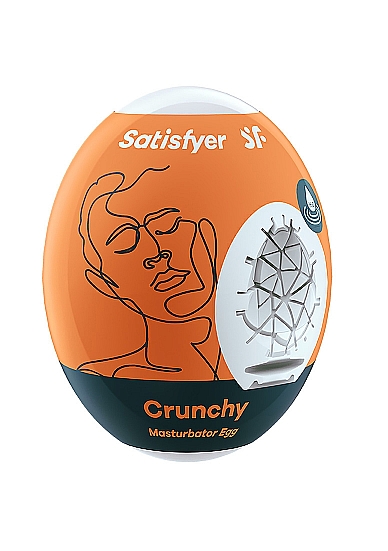 Vienkartinis masturbatorius ,,Satisfyer Masturbator Egg Crunchy'' 
 
Vienkartinis masturbatorius „Crunchy Egg“ pagamintas iš odą primenančios medžiagos, o trikampių rašto iškilumai  stimuliuoja  visą   penį ir jo galiuką. Viduje esantys tekstūros elementai jus maloniai nustebins ir suteiks visiškai kitokią masturbavimosi patirtį. Jis pagamintas iš glotnios, hidroaktyvios TPE gumos, kurios dėka jums  nereikės naudoti lubrikanto  - užteks sudrėkinti masturbatorių nedideliu kiekiu vandens arba seilių. Dėl kompaktiško dydžio šis masturbatorius gali tapti puikiu kelionių palydovu. 
Masturbatorius skirtas vienkartiniam naudojimui. Kiaušinio formos dizainas yra diskretiškas ir idealiai tinka  greitam naudojimui kelionėje . Masturbatorius pagamintas iš naujoviškos, lanksčios, hidroaktyvios TPE gumos, kurią galima sudrėkinti nedideliu kiekiu vandens arba seilių, užtikrinant sklandų malonumą su švelniu pojūčiu. Mėgaukitės didžiausiu malonumu be lubrikanto net keliaudami.  