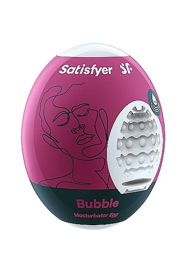 Vienkartinis masturbatorius ,,Satisfyer Masturbator Egg Bubble'' 
Vienkartinis masturbatorius „Bubble Egg“ pagamintas iš odą primenančios medžiagos, o gumbuoto rašto iškilumai  stimuliuoja visą  penį ir jo galiuką. Viduje esantys tekstūros elementai jus maloniai nustebins ir suteiks visiškai kitokią masturbavimosi patirtį. Jis pagamintas iš glotnios, hidroaktyvios TPE gumos, kurios dėka jums  nereikės naudoti lubrikanto  - užteks sudrėkinti masturbatorių nedideliu kiekiu vandens arba seilių. Dėl kompaktiško dydžio šis masturbatorius gali tapti puikiu kelionių palydovu. 
Masturbatorius skirtas vienkartiniam naudojimui. Kiaušinio formos dizainas yra diskretiškas ir idealiai tinka  greitam naudojimui kelionėje . Masturbatorius pagamintas iš naujoviškos, lanksčios, hidroaktyvios TPE gumos, kurią galima sudrėkinti nedideliu kiekiu vandens arba seilių, užtikrinant sklandų malonumą su švelniu pojūčiu. Mėgaukitės didžiausiu malonumu be lubrikanto net keliaudami.  
 