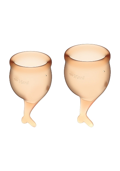 Menstruacinės taurelės Feel Secure - Orange 
Oranžinės menstruacinės taurelės „Feel Secure“ iš „Satisfyer“ yra puiki, ekologiška ir ekonomiška alternatyva tamponams ar higieniniams įklotams. 
Rinkinyje yra dvi skirtingo tūrio, iš medicininio ir kūnui saugaus silikono pagamintos taurelės, kurias paprasta įskverbti. 
Žuvelės formos uodegėlė skirta tam, kad taurelę būtų patogu ištraukti.