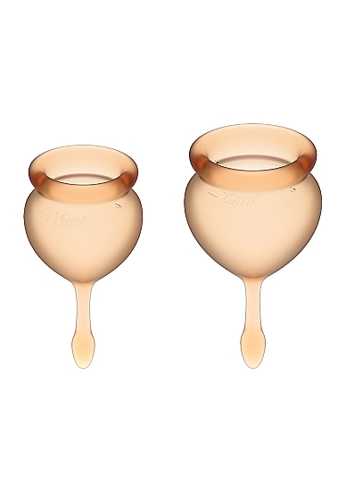 Menstruacinės taurelės Feel Good - Orange 
Oranžinės menstruacinės taurelės „Feel Good“ iš „Satisfyer“ yra puiki, ekologiška ir ekonomiška alternatyva tamponams ar higieniniams įklotams. 
Rinkinyje yra dvi skirtingo tūrio, iš medicininio ir kūnui saugaus silikono pagamintos taurelės, kurias paprasta įskverbti. 
Uodegėlė skirta tam, kad taurelę būtų patogu ištraukti.
