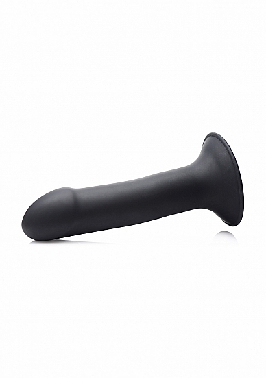 Pusiau realistiškas falo imitatorius XR Brands Squeezable Phallic Dildo, juodos spalvos