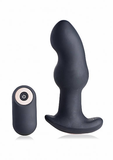 Prostatos masažuoklis XR Brands Gyro I 10X Curved Rimming Plug su nuotolinio valdymo pulteliu