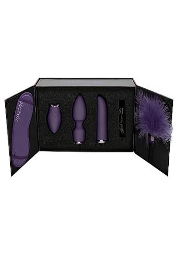 Malonumų rinkinys – Violetinis vibratorius su įvairiais priedais