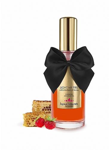 Šildantis masažo aliejus „Light My Fire - Warming Massage Oil Wild Strawberry and Honey “ – 100 ml