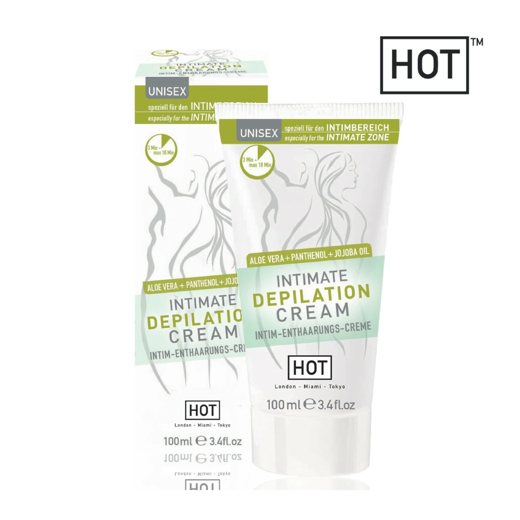 DEPILIACIJOS KREMAS “HOT INTIMATE DEPILATION CREAM” - 100 ML  
“HOT Intimate Depilation Cream” tai  specialiai intymių vietų depiliacijai  sukurtas kremas. 
Šis kremas  praturtintas tokiomis maistinėmis medžiagomis kaip alavijas, pantenolis ir simondsijų aliejus . Dėka turtingos sudėties, kremas  užtikrina lengvą ir saugų  plaukelių šalinimą. 
Taip pat ši depiliacijos priemonė, tinkanti ir vyrams, ir moterims,  sukuria gražesnės ir lygesnės odos pojūtį.