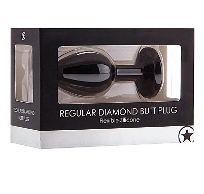 Juodas analinis kaištis „Diamond Butt Plug - Medium“- 7,3 cm