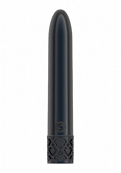 Vibratorius- Kulka "Royal Gems Shiny" – Juodas  
„Royal Gems Shiny“, vibratorius yra pabangaus dizaino ir nedidelio dydžio, todėl puikiai telpa į jūsų rankinę. Pagamintas iš saugaus ir švelnaus plastiko. Šis žaisliukas turi  net 10 skirtingų vibravimo režimų.  
Lengva naudoti - tiesiog nukreipkite vibratoriaus siaurėjantį galiuką į klitorį ir vieno mygtuko paspaudimu intensyviai stimuliuokite.  Gali būti naudojamas tiek solo, tiek poroje ar kelių žmonių žaidimams kartu.  Dar didesniam malonumui nepamirškite patepti lubrikantu. 
Gražios spalvos, šis vibratorius - kulka yra  atsparus vandeniui,  todėl idealiai tinka mėgautis malonumo momentais būnant vonioje ar duše. Lengvai pakraunamas ir veikia be galo tyliai. 
Tinkamai prižiūrint  šis vibratorius tarnaus tikrai ilgai. Prieš ir po kiekvieno naudojimo nuplaukite jį šiltu vandeniu ir švelniu muilu arba specialiu žaislų valikliu. Leiskite išdžiūti natūraliai. Šį sekso žaislą laikykite stalčiuje, specialiame maišelyje arba kitoje vietoje, kurioje nėra dulkių. Laikykite jį atokiau nuo kitų sekso žaislų. Nepalikite tiesioginiuose saulės spinduliuose ir niekada nelaikykite jo dideliame karštyje. 
  
Rekomenduojama naudoti kartu su vandens pagrindo lubrikantu.  Nenaudokite silikoninių lubrikantų, aliejų ar kremų, nes jie gali sugadinti prietaiso medžiagą ir apriboti jo veikimą bei galiojimo laiką.  
  
Kodėl jums reikalingas vibratorius? 
Vibratorius ar klasikinis vibratorius yra sekso žaislas, naudojamas ant kūno maloniai seksualinei stimuliacijai kelti. 
Vibratoriai gali būti naudojami tiek solo, tiek poroje ar kelių žmonių žaidimams kartu. Taip pat jie gali būti naudojami erogeninėms zonoms, tokioms kaip klitoris, vulva ar makštis, varpa, kapšelis ar išangė, siekiant seksualiai stimuliuoti, išlaisvinti seksualumą ir pasiekti orgazmą. 
Vibratoriai yra rekomenduojami sekso terapeutų moterims, kurioms sunku pasiekti orgazmą masturbacijos ar lytinių santykių metu.