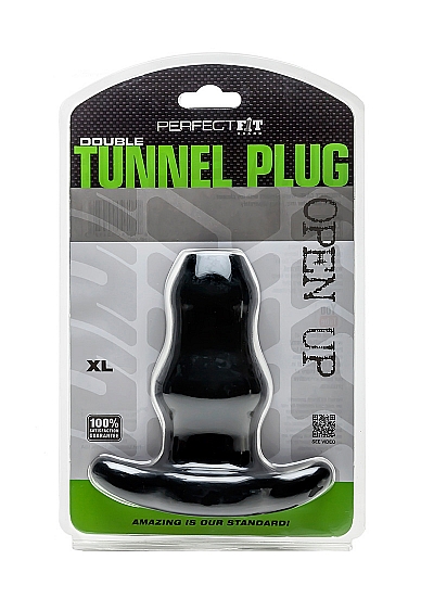 Analinis kaištis „Perfect Fit Brand Double Tunnel Plug 17,5 cm“ – Juodas (galima rinktis spalvą)