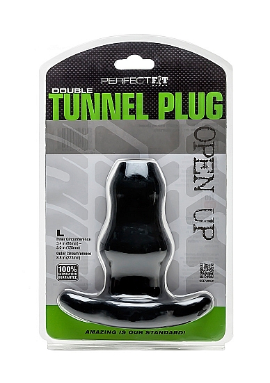 Analinis kaištis „Perfect Fit Brand Double Tunnel Plug 14,5 cm“ – Juodas (galima rinktis spalvą)