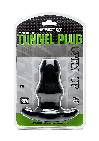 Analinis kaištis „Perfect Fit Brand Double Tunnel Plug 11,8 cm“ – Juodas (galima rinktis spalvą)